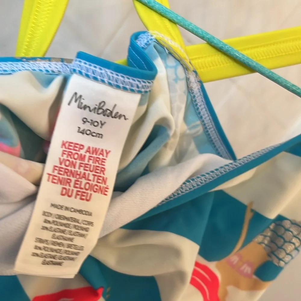 NWT Mini Boden Blue & White Striped Mermaid One-Piece in size 9-10